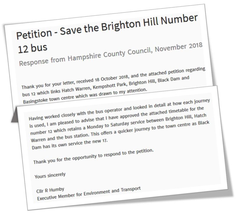 letter showing petition results